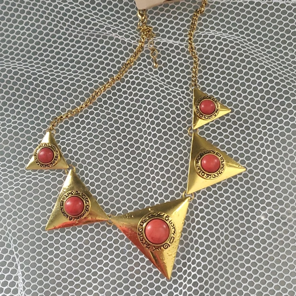 Gold coral Triangle Necklace